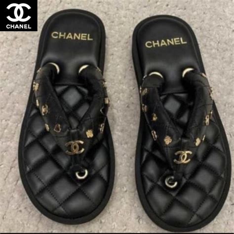 chanel white flip flops|chanel sandals official website.